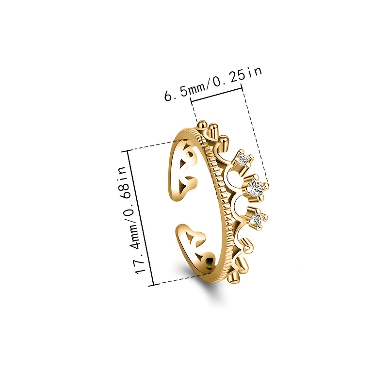 Women's Elegant Crown Shaped Adjustable Ring with Sparkling Zircon